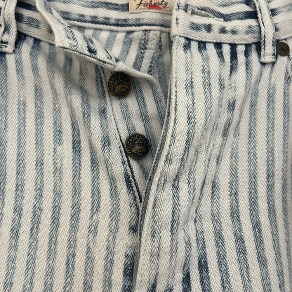 Faherty Blue and White Striped Straight Leg Jeans - Picture 2 of 3